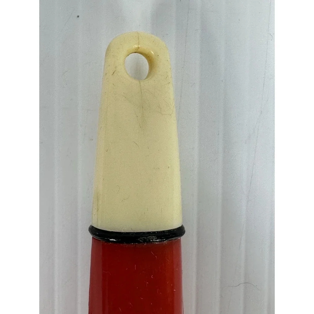VINTAGE SOUP LADLE STAINLESS STEEL THROUGHOUT‎ EKCOLINE RED WHITE HANDLE